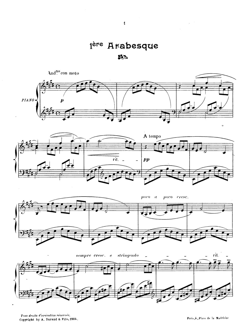 Arabesque I, Debussy