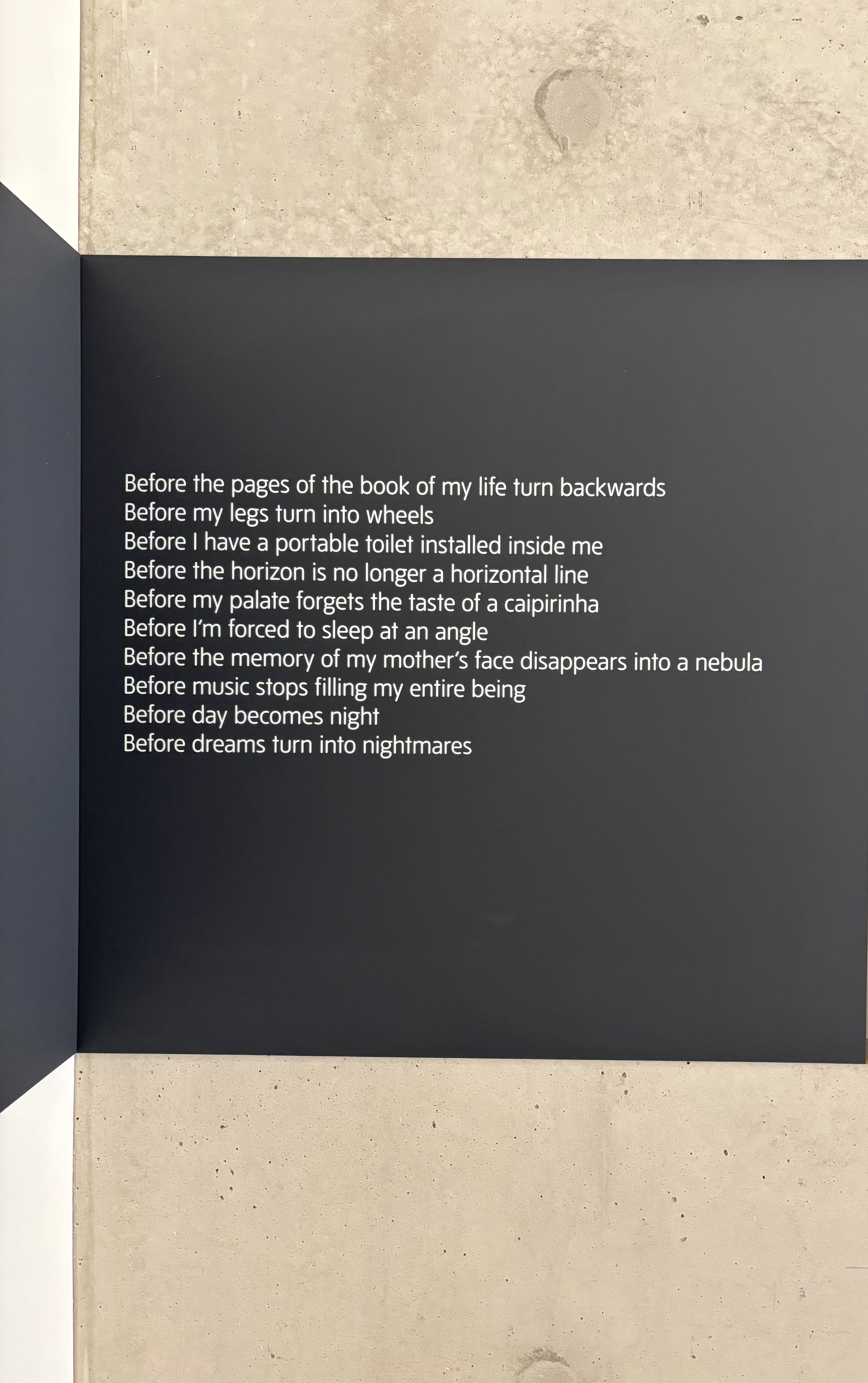 Text work at the Julio Le Parc exhibition