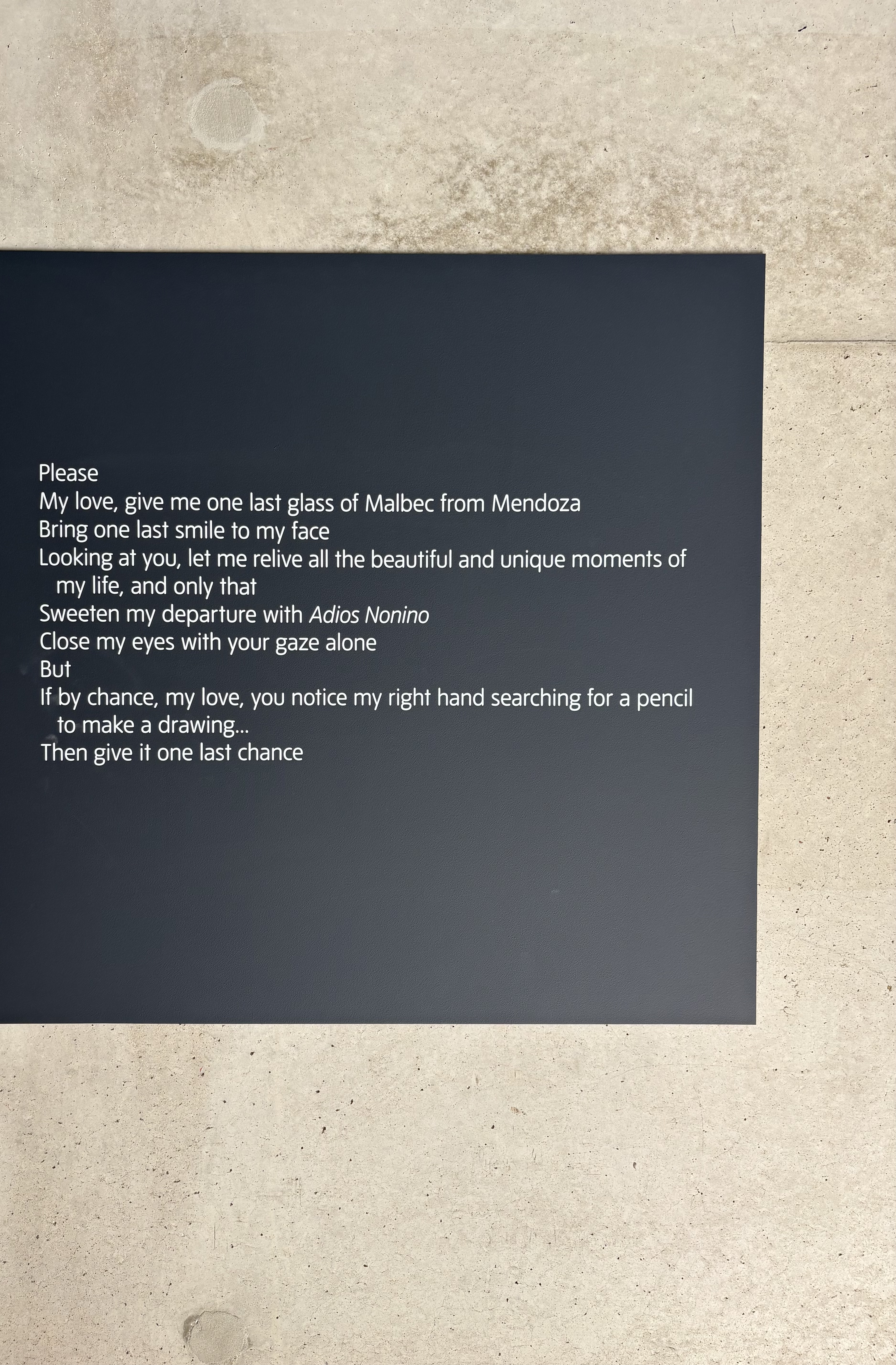 Third text work at the Julio Le Parc exhibition